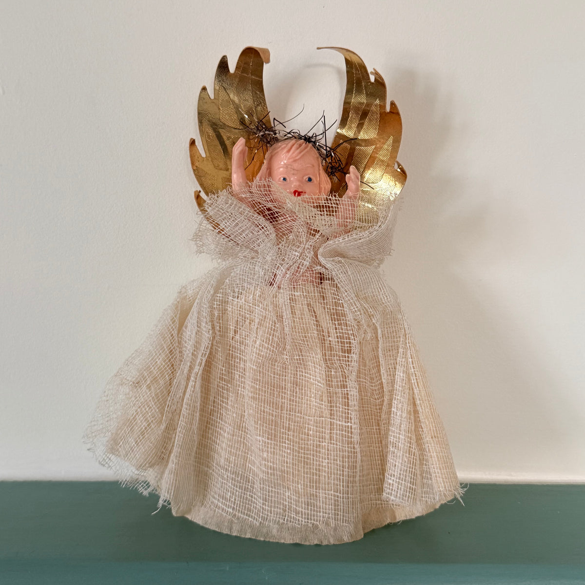 Vintage Christmas Tree Angel with Gold Wings c.1950s–1960s
