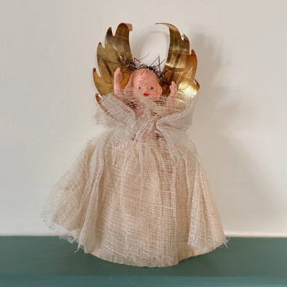 Vintage Christmas Tree Angel with Gold Wings c.1950s–1960s