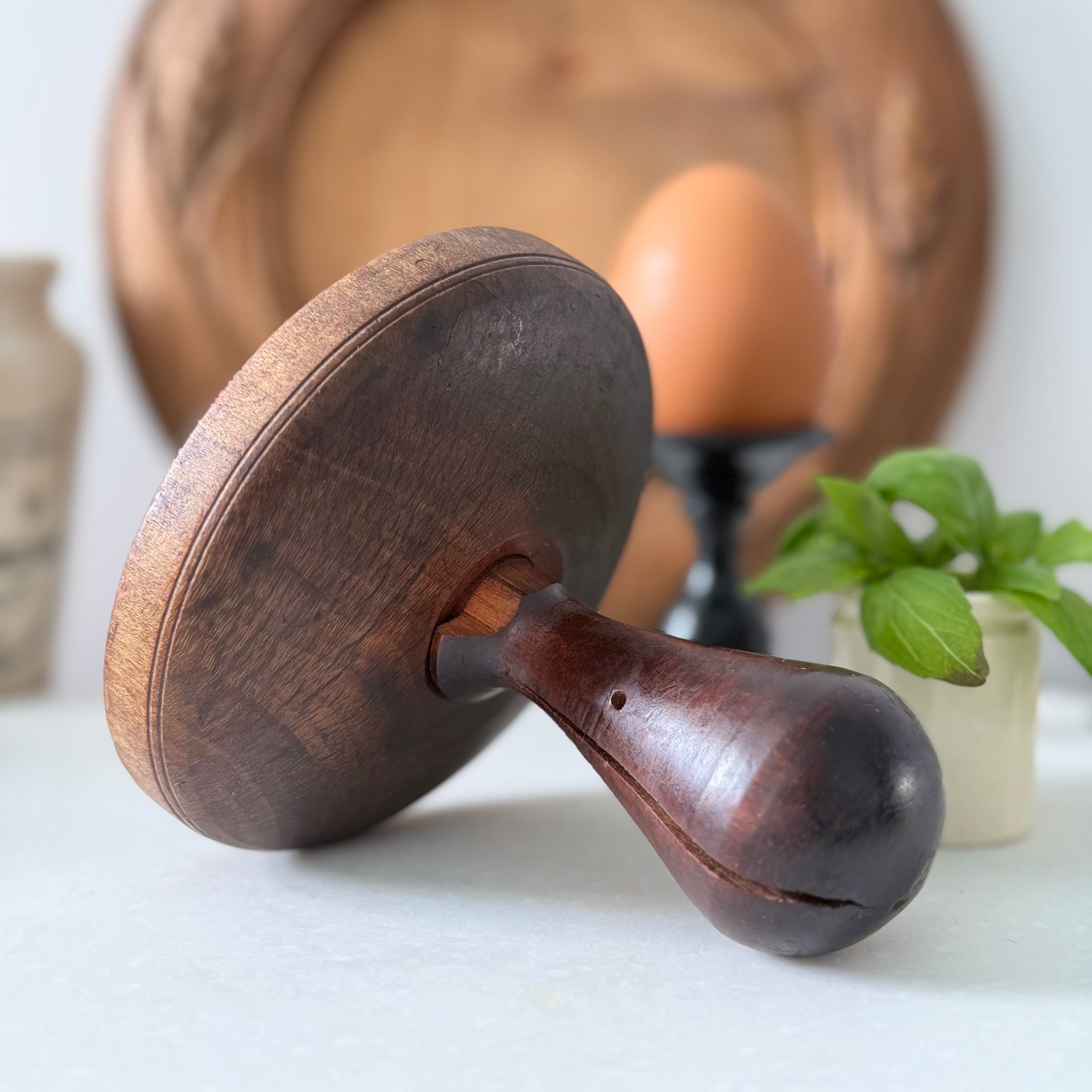 Antique Treen Butter Stamp Acorn Design