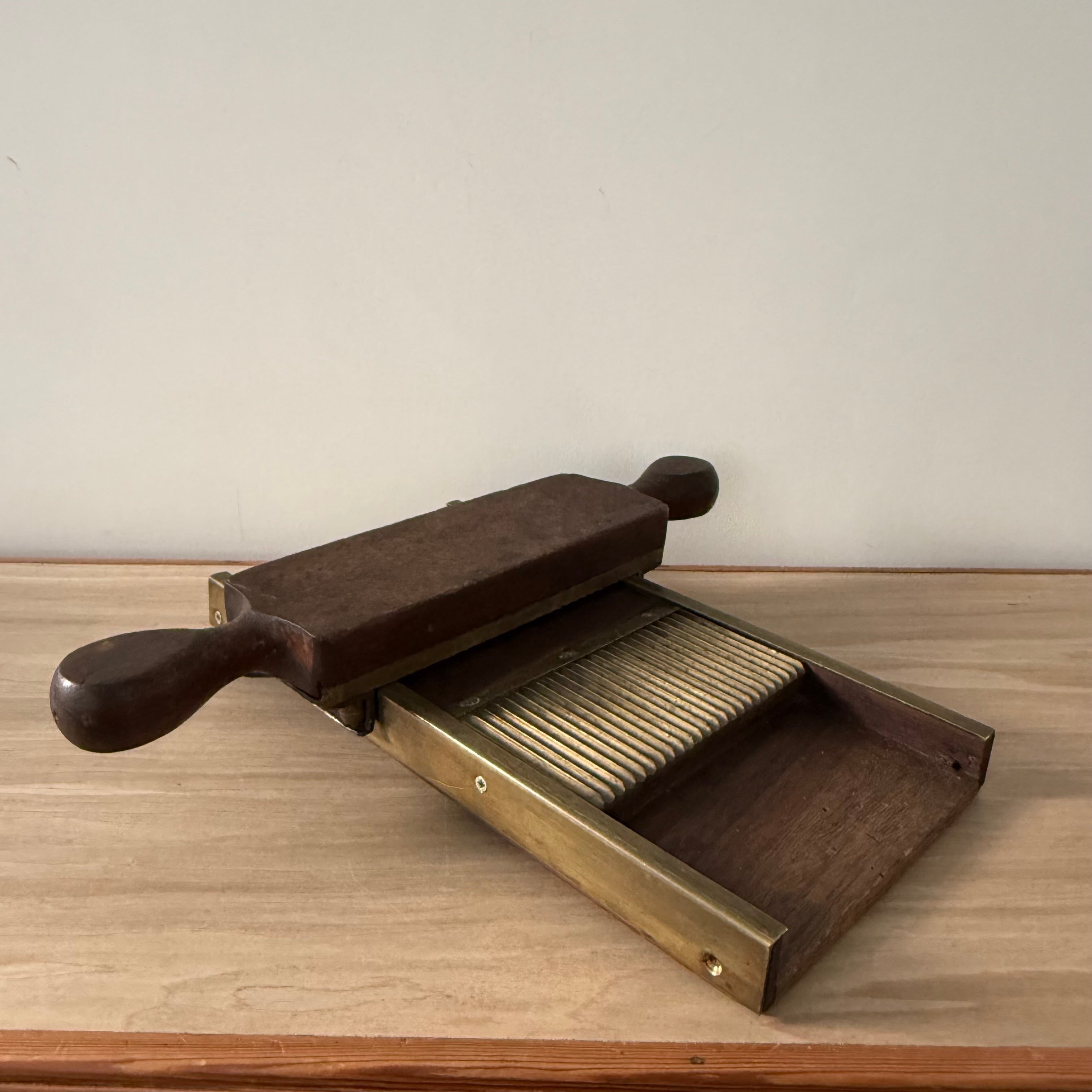 Antique Wooden Pill Maker with Brass Plates Double Handle Apothecary Tool