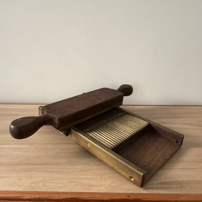 Antique Wooden Pill Maker with Brass Plates Double Handle Apothecary Tool