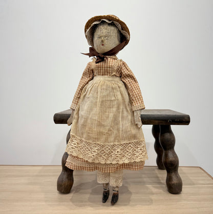 Victorian Peg Doll Folk Art Wooden Doll c1900