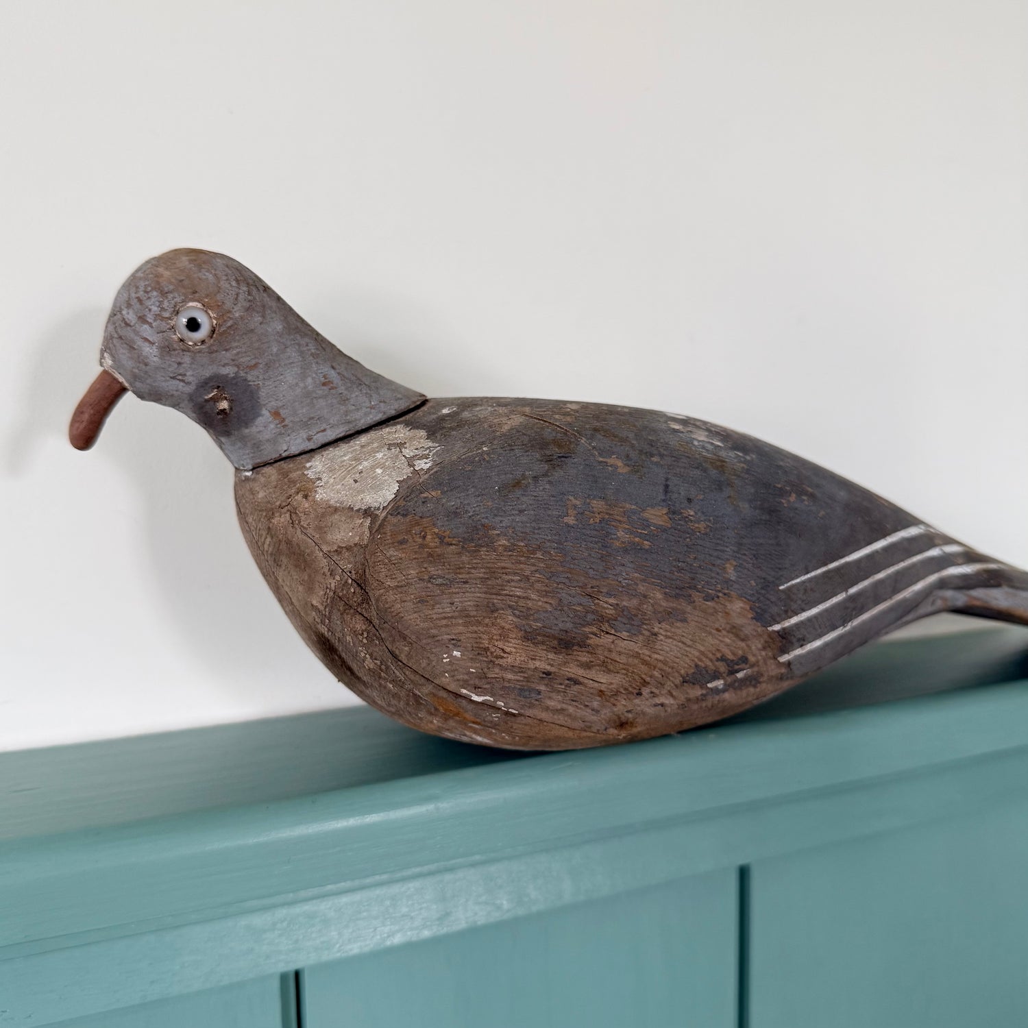 Antique Wooden Pigeon Decoy with Original Paint