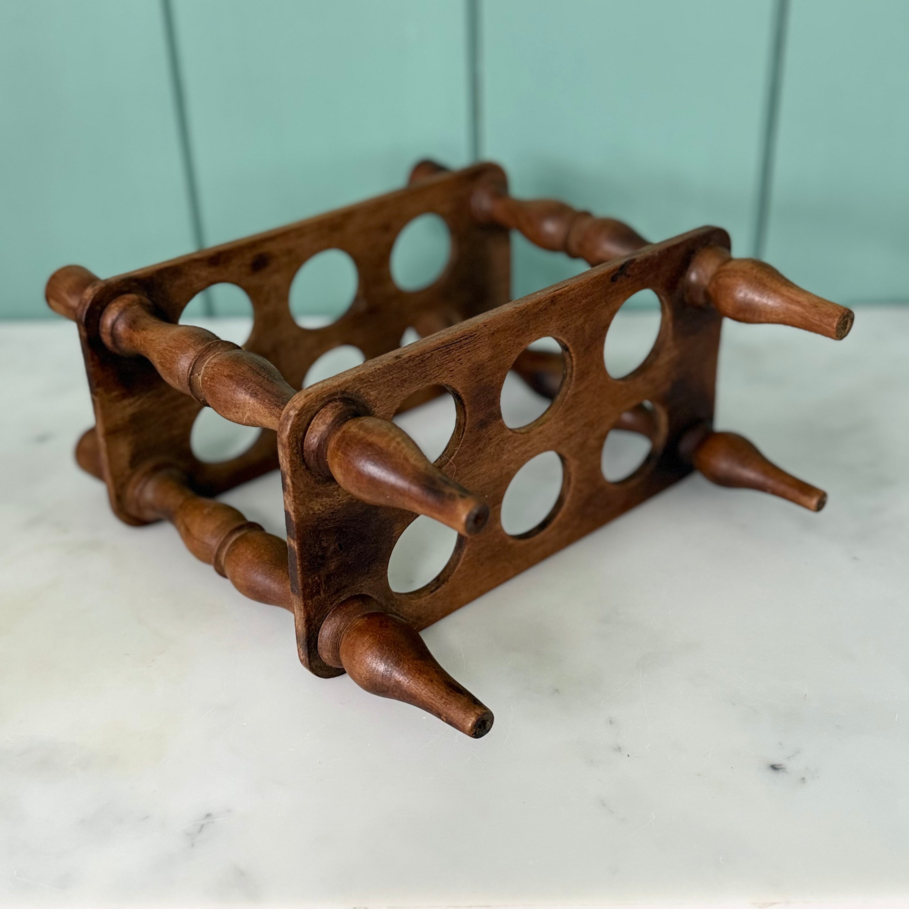 Antique Victorian Edwardian Wooden Two Tier Egg Stand Rack