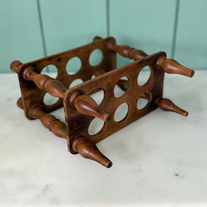 Antique Victorian Edwardian Wooden Two Tier Egg Stand Rack