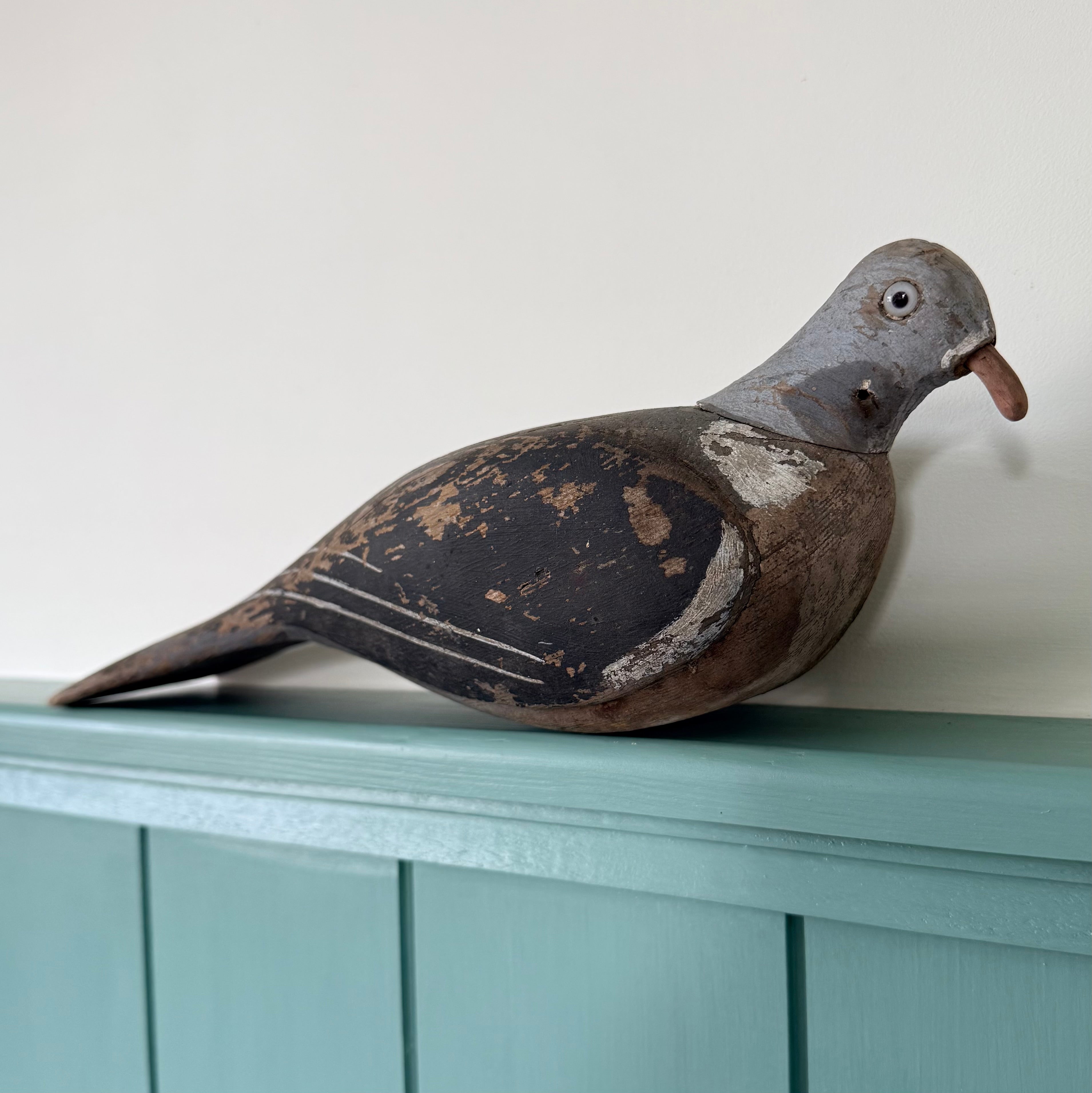 Antique Wooden Pigeon Decoy with Original Paint