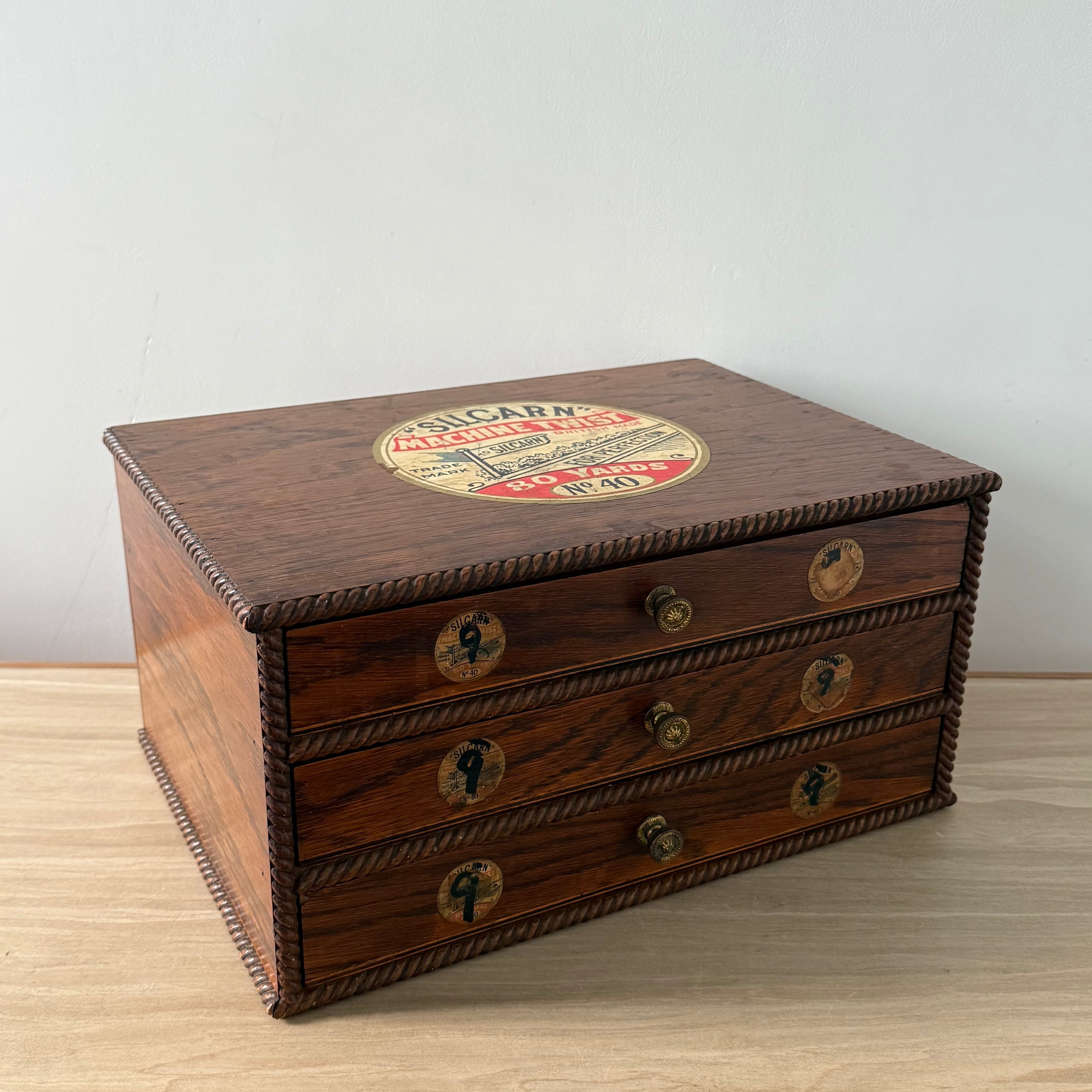 Rare Pre-War SILCARN Machine Twist British Haberdashery Shop Cabinet c.1930