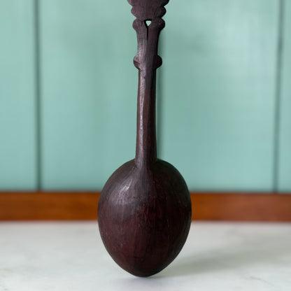 Antique Carved Treen Wooden Spoon Folk Art Love Spoon