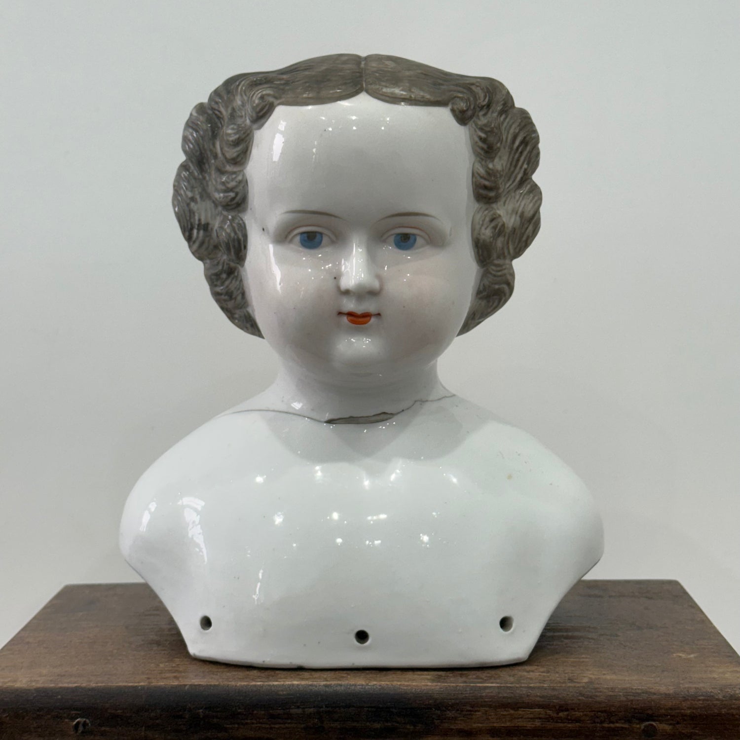 Large Antique Porcelain Doll Shoulder Head Bust 19th Century