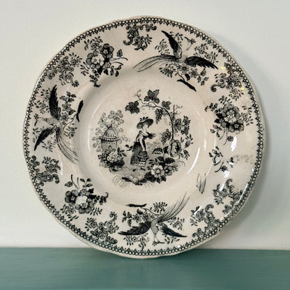 Antique Staffordshire Child’s Plate Girl Picking Grapes c.1840