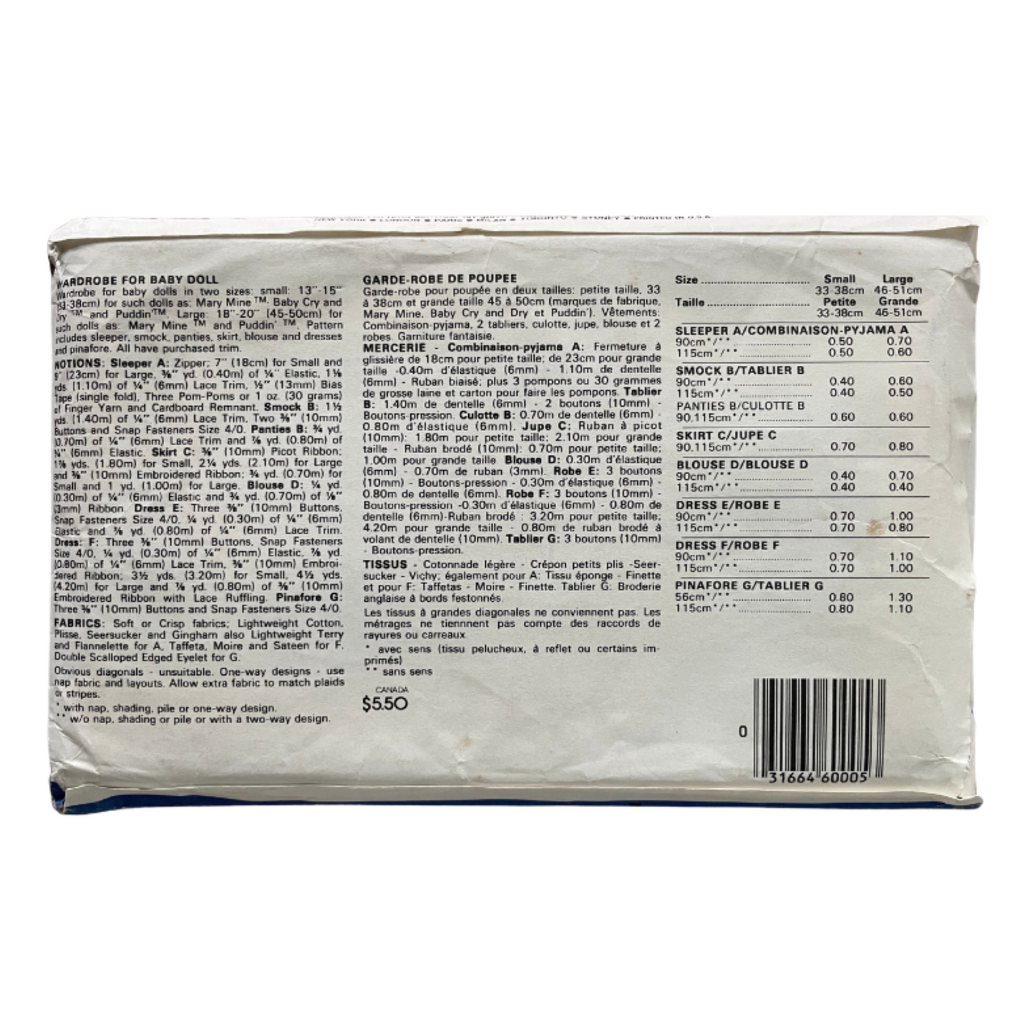 Vogue 2868 Size 13-15” Dolls Wardrobe FF