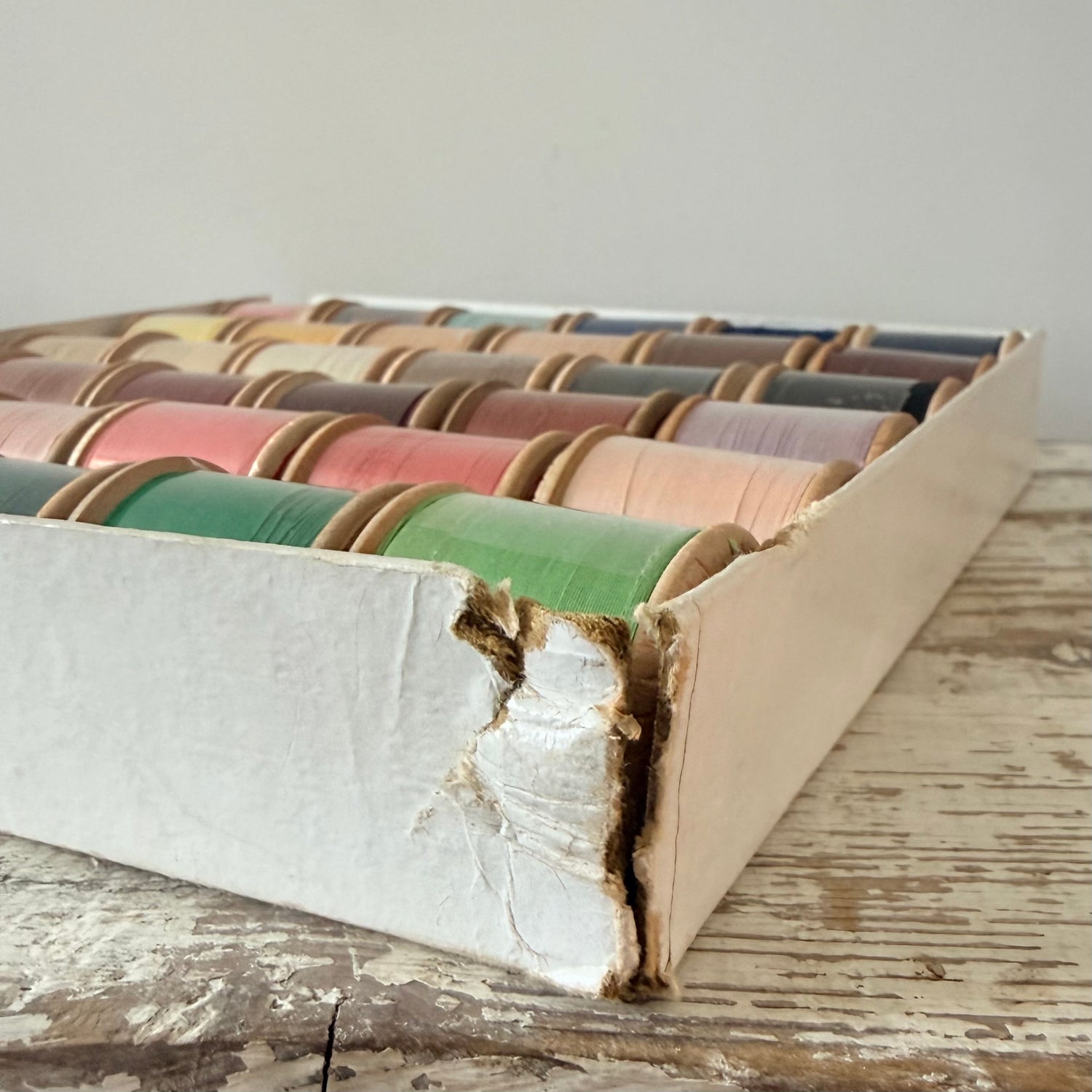 Vintage Dewhurst’s Sylko 36 Wooden Cotton Reels in Advertising Box