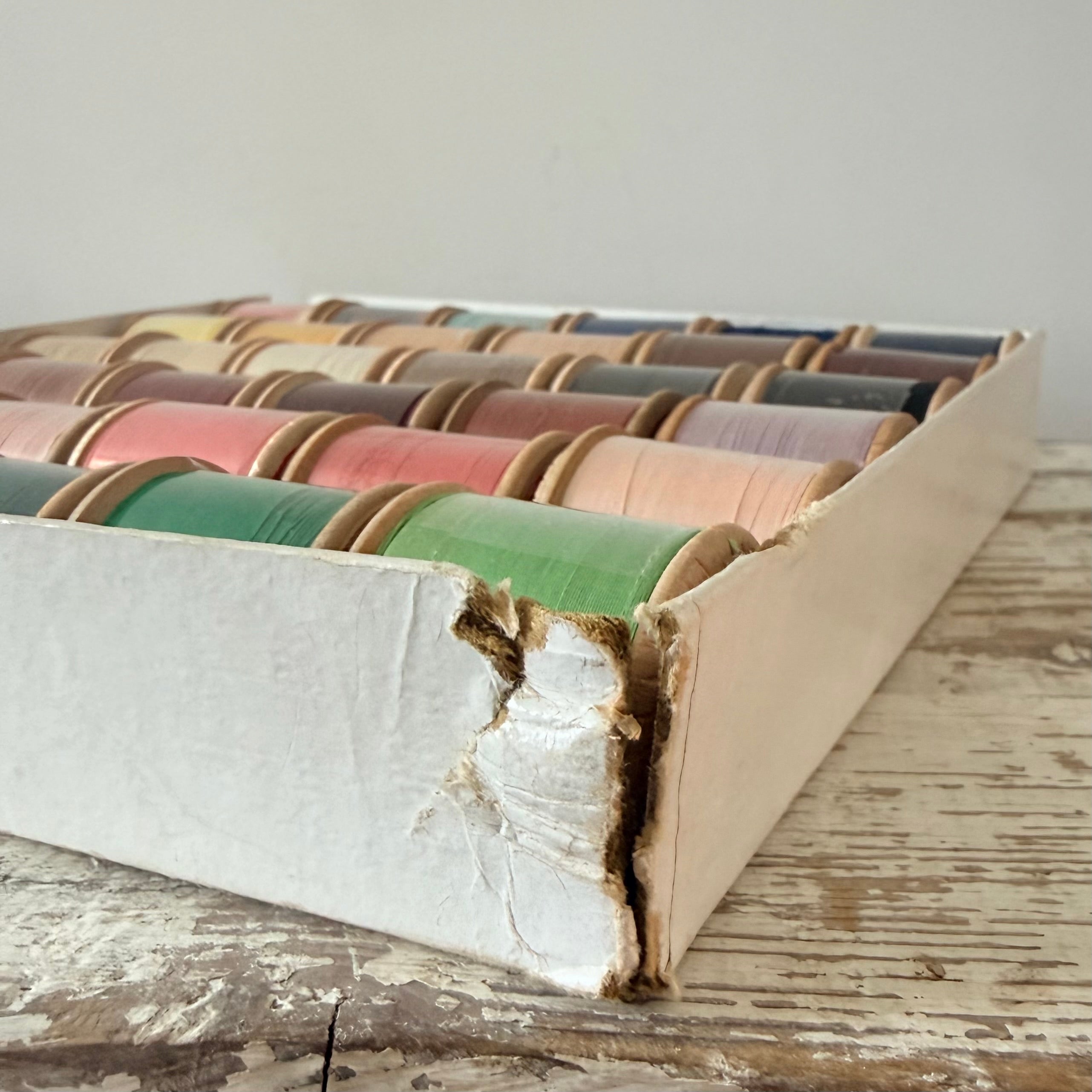 Vintage Dewhurst’s Sylko 36 Wooden Cotton Reels in Advertising Box