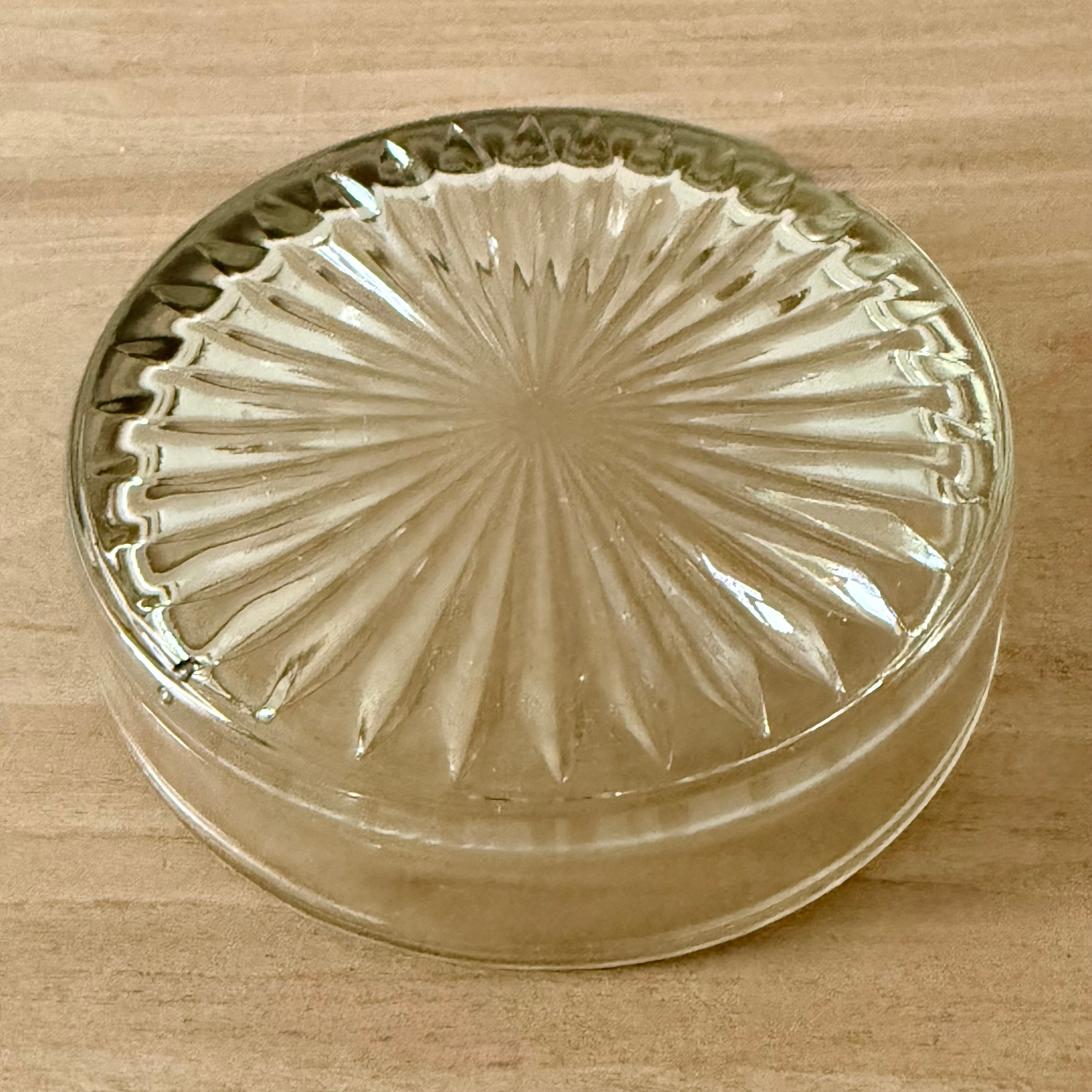 Vintage Wooden Butter Dish Stand with Pressed Glass Insert
