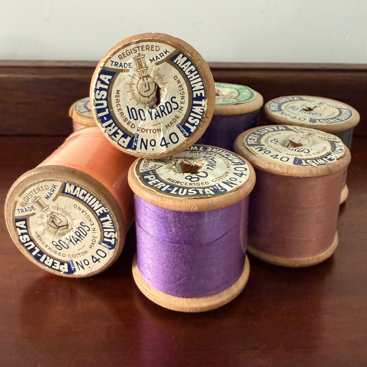 Vintage Peri-Lusta Wooden Cotton Reels Collection