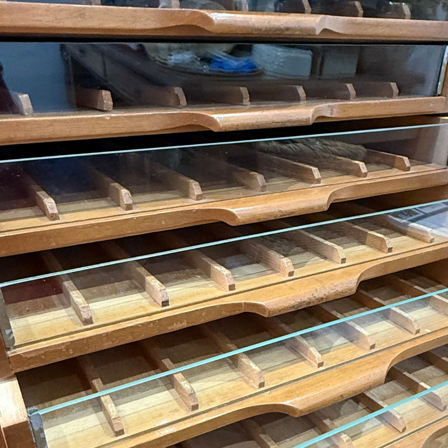 Sylko Machine Twist Oak Haberdashery Cabinet with Glass Drawers