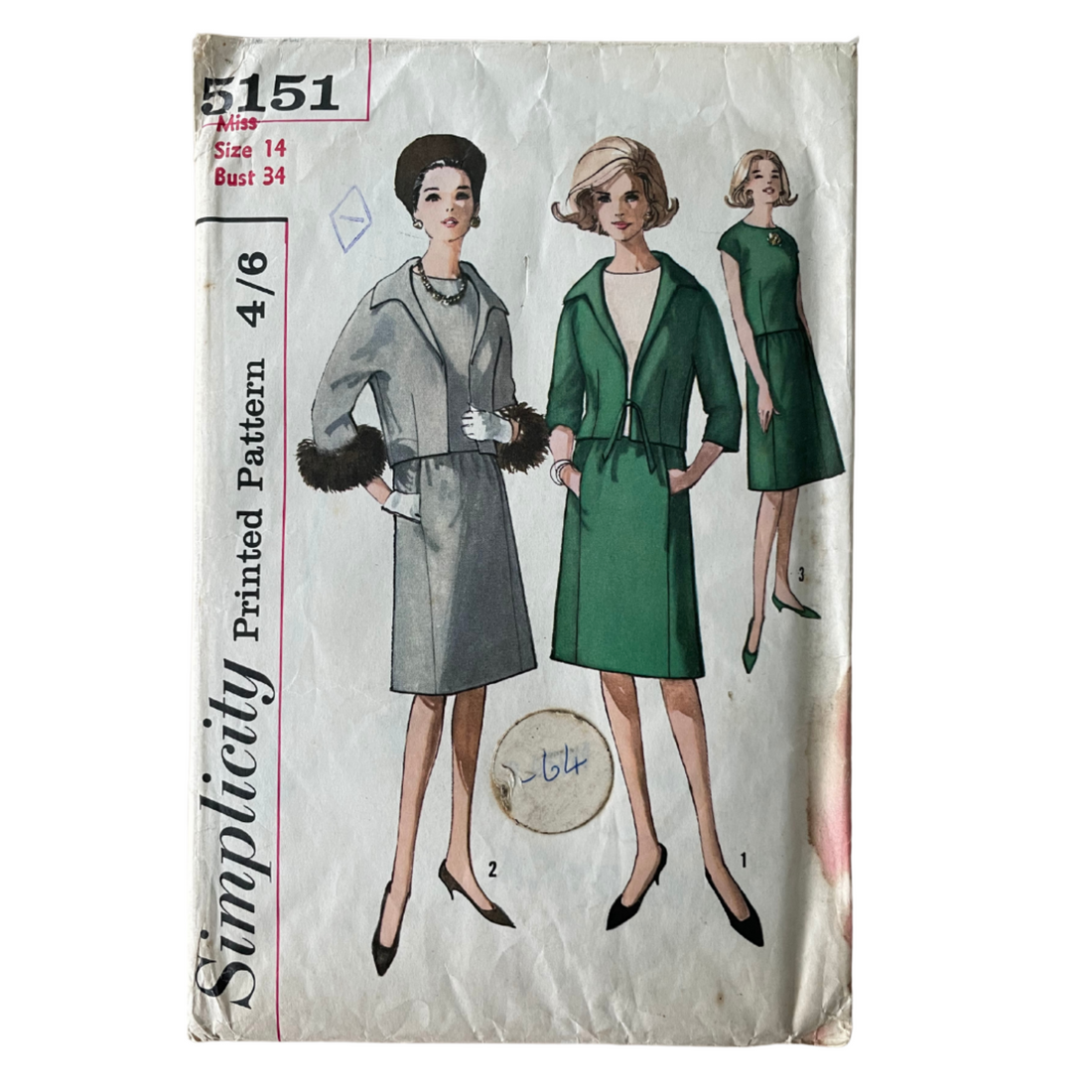 Simplicity 5151 Womens Size 10 Jacket Skirt Blouse FF