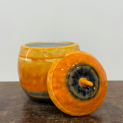 Shelley Harmony Dripware Orange Preserve Pot Art Deco 1930s