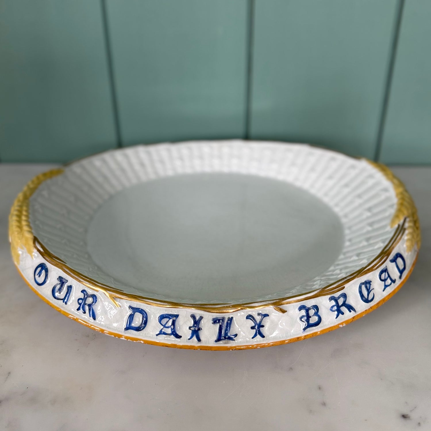 Victorian Ceramic Bread Plate ‘Our Daily Bread Give Us This Day’