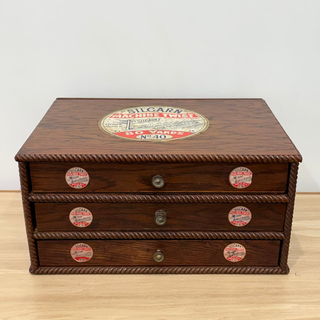 Rare Silcarn Machine Twist Thread Shop Display Cabinet with Drawers