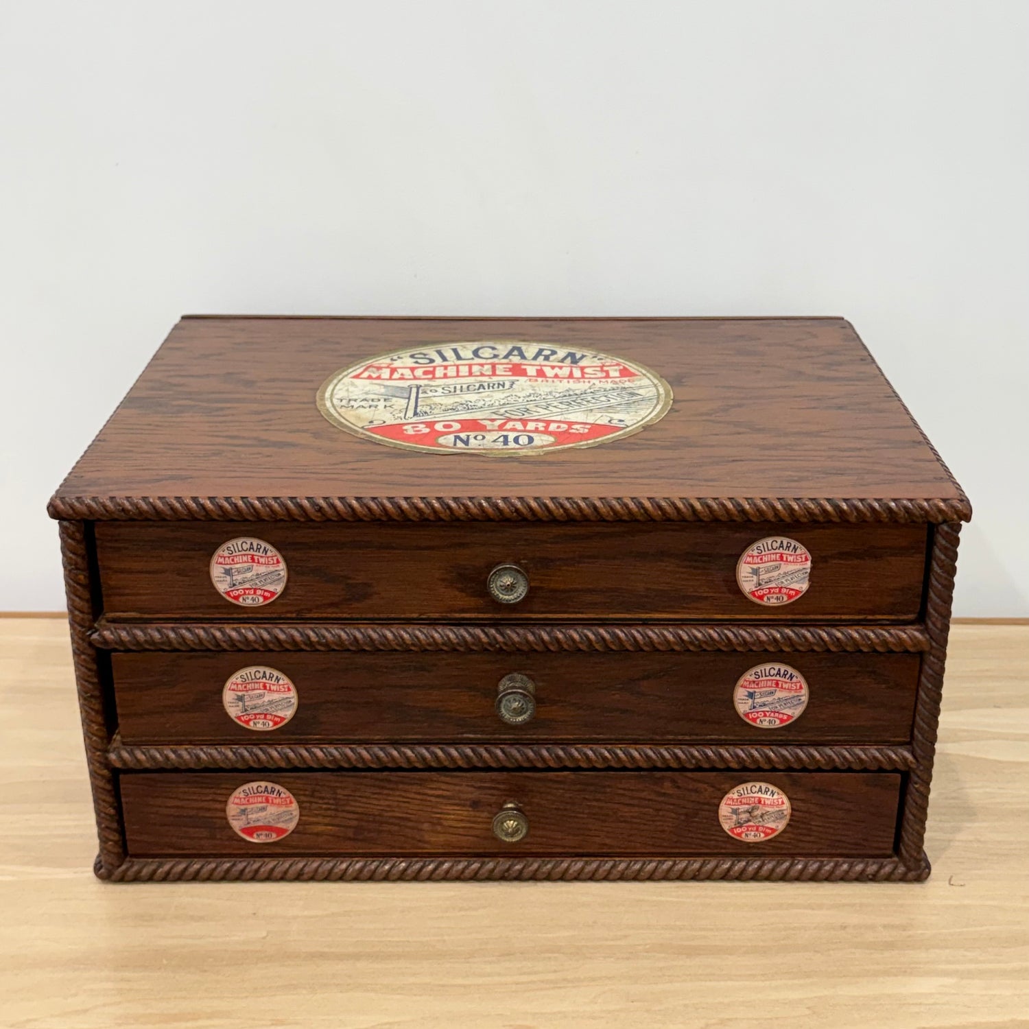 Rare Silcarn Machine Twist Thread Shop Display Cabinet with Drawers