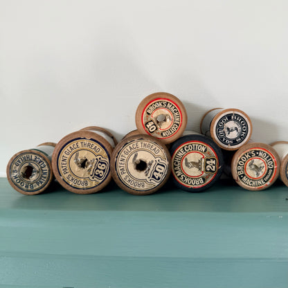 Vintage Brooks Wooden Cotton Reels Job Lot Sewing Thread