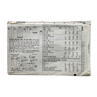 Simplicity 4506 Womens Maternity Size 10 Dress Top Shorts FF