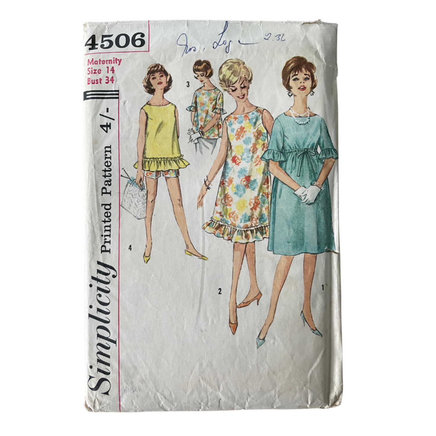 Simplicity 4506 Womens Maternity Size 10 Dress Top Shorts FF