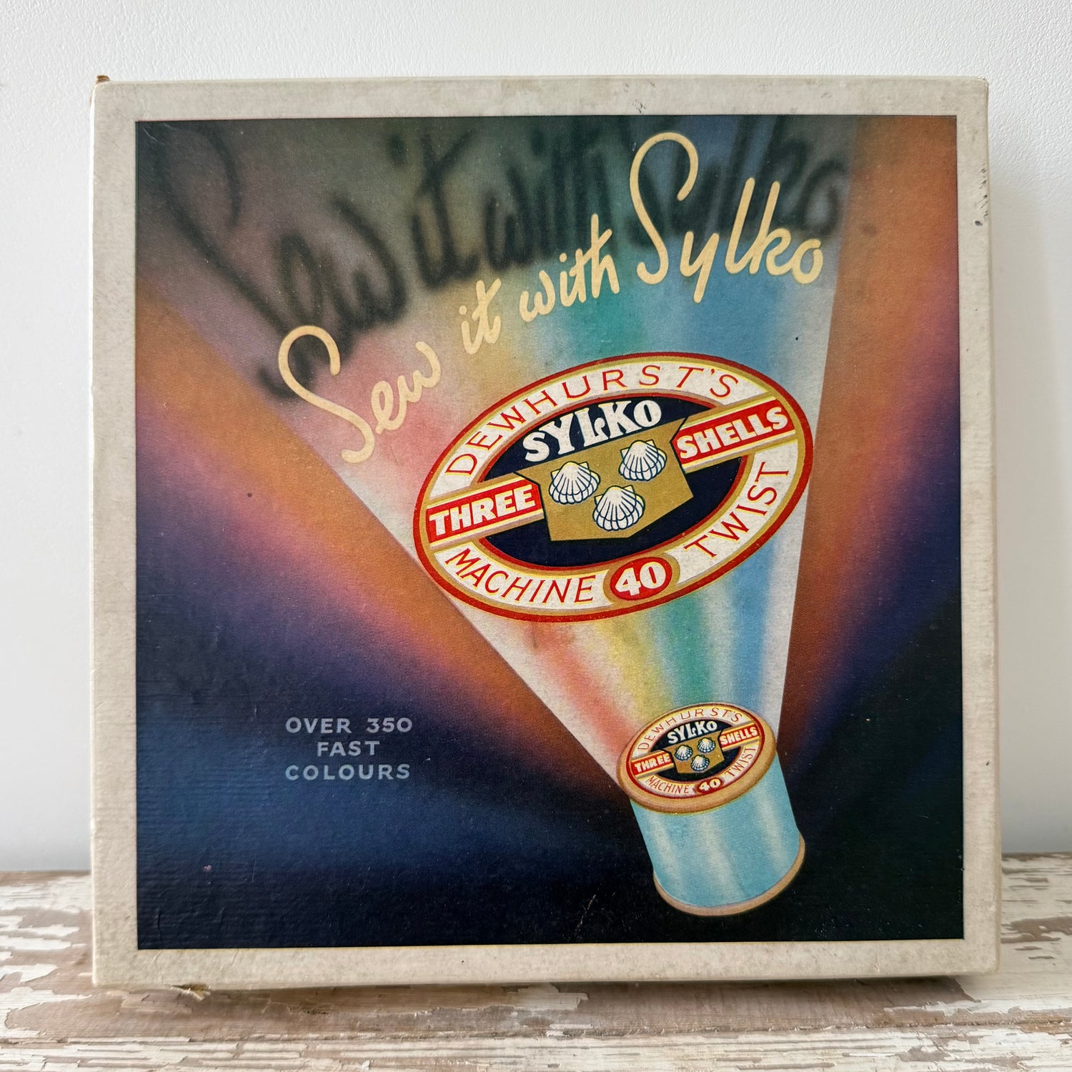 Vintage Dewhurst’s Sylko 36 Wooden Cotton Reels in Advertising Box