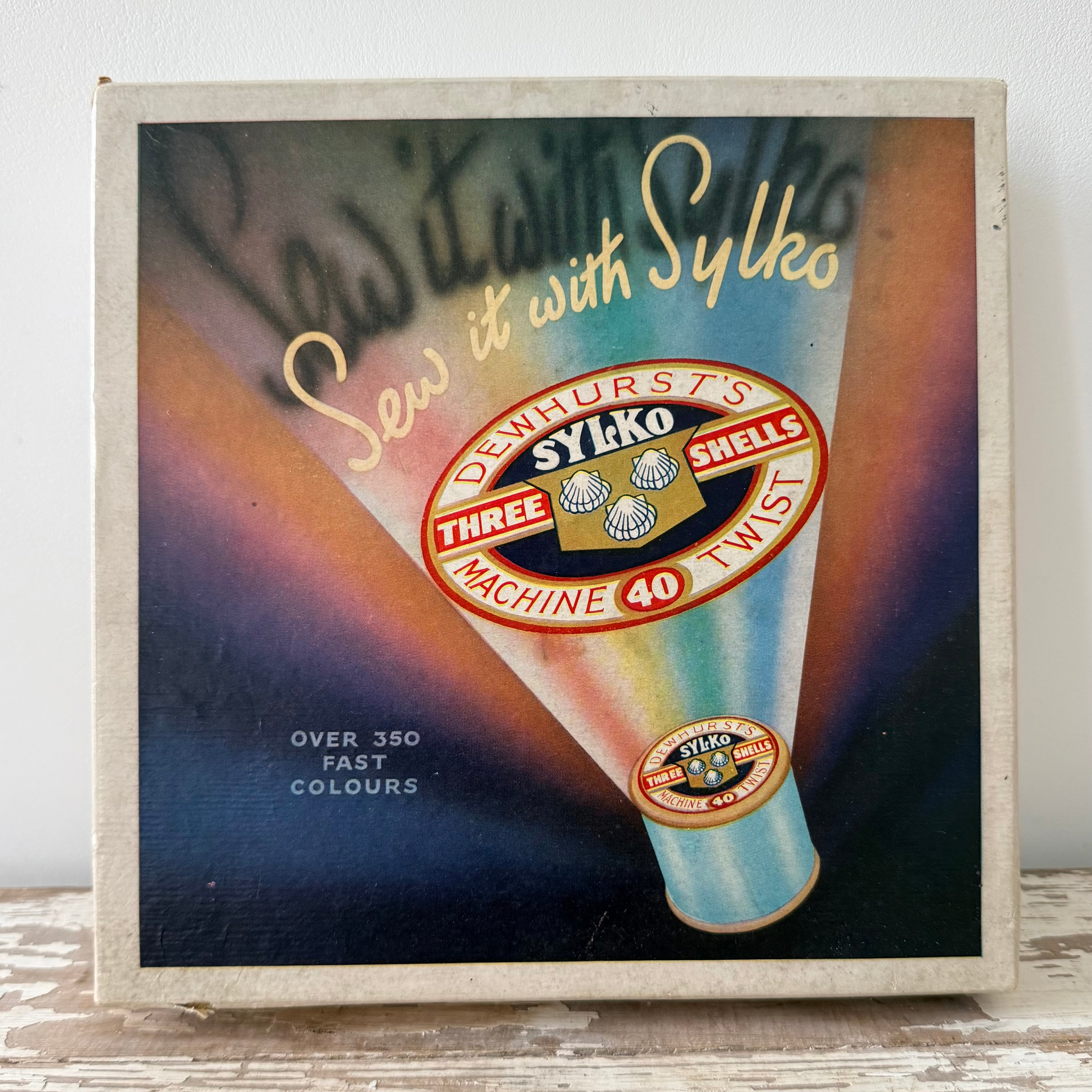 Vintage Dewhurst’s Sylko 36 Wooden Cotton Reels in Advertising Box