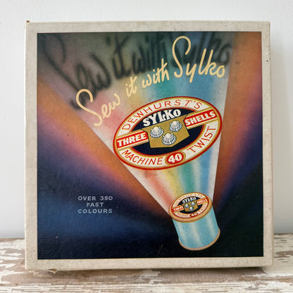 Vintage Dewhurst’s Sylko 36 Wooden Cotton Reels in Advertising Box