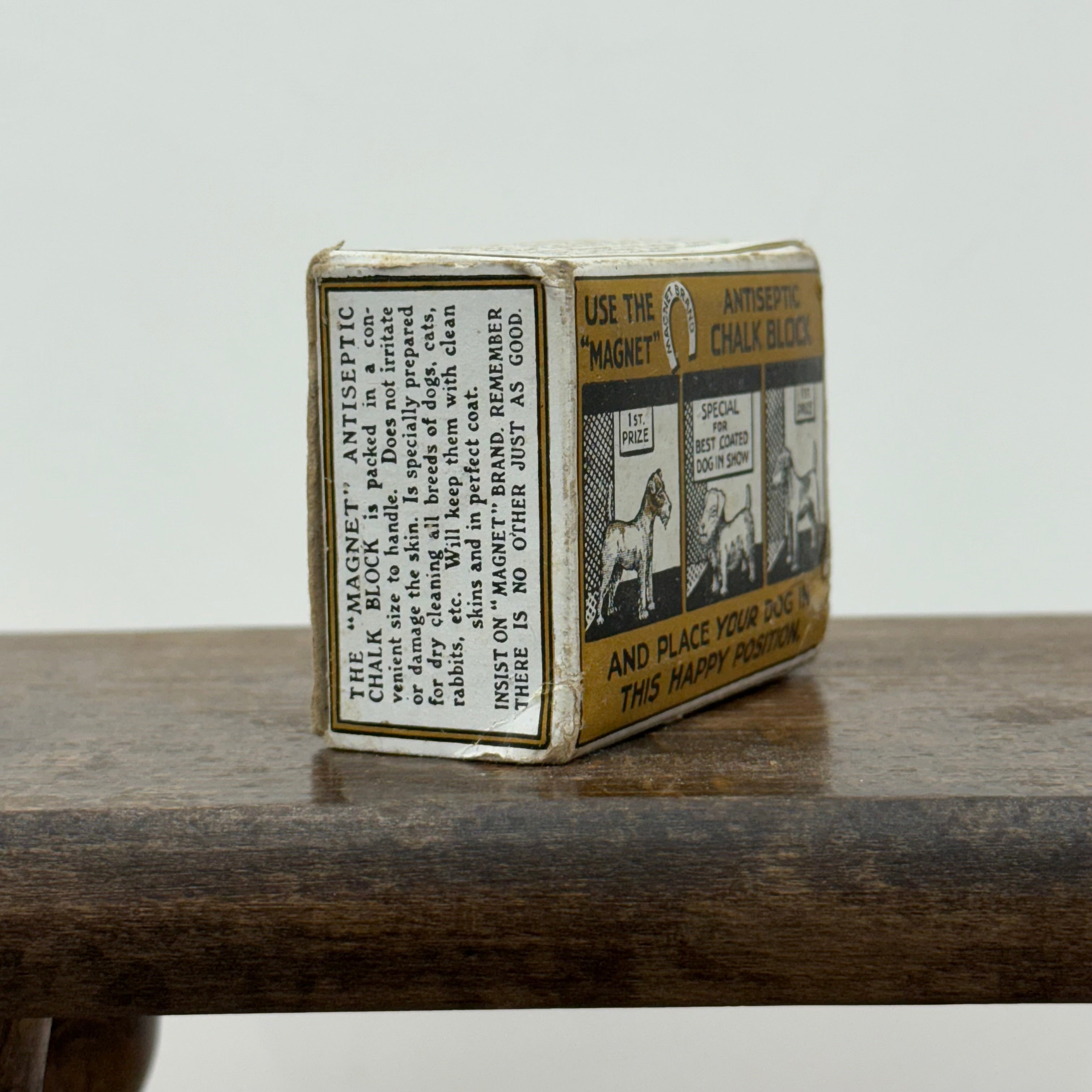 Antique Magnet Brand Antiseptic Chalk Block Dog Grooming Box c.1900–1920