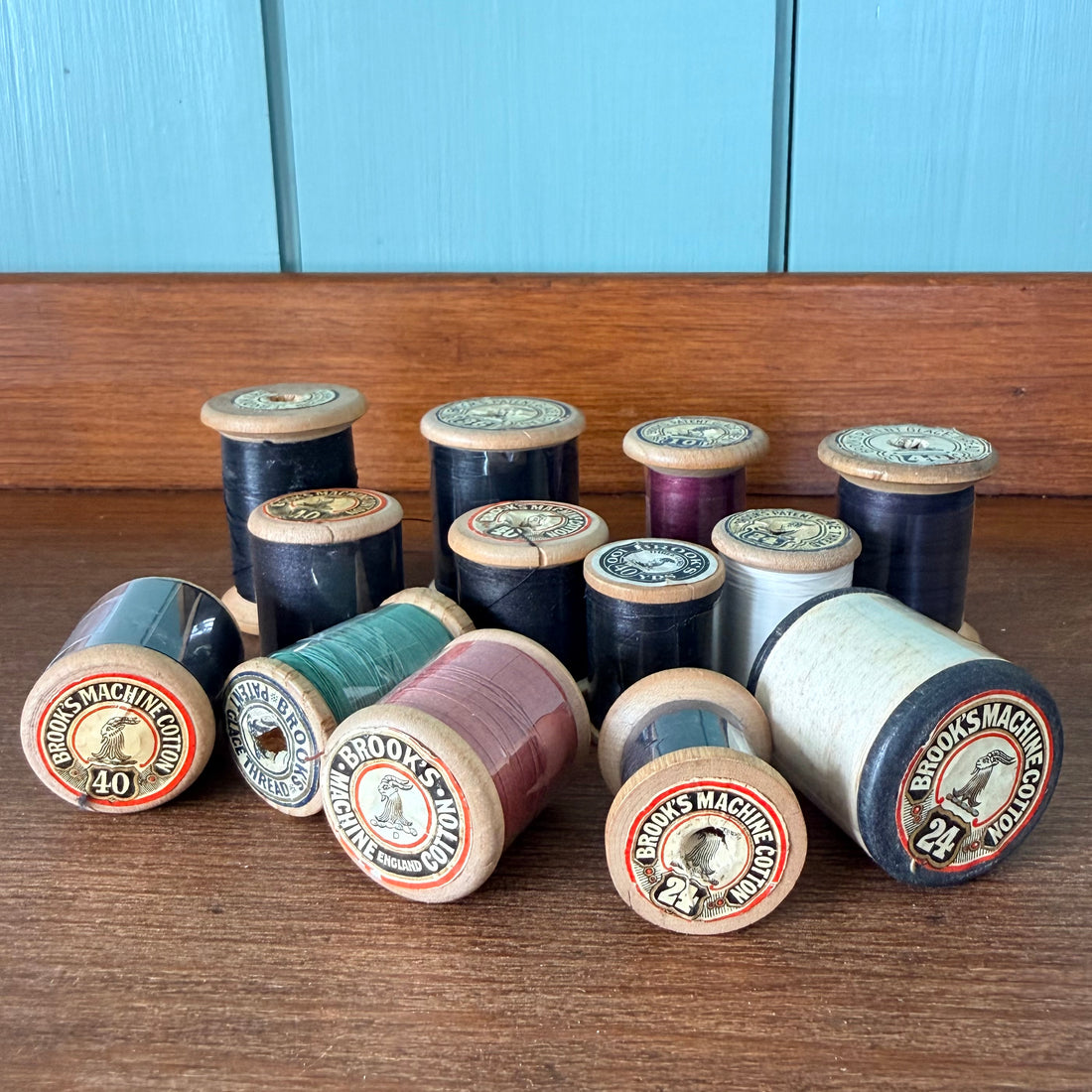 Vintage Brooks Wooden Cotton Reels Job Lot Sewing Thread