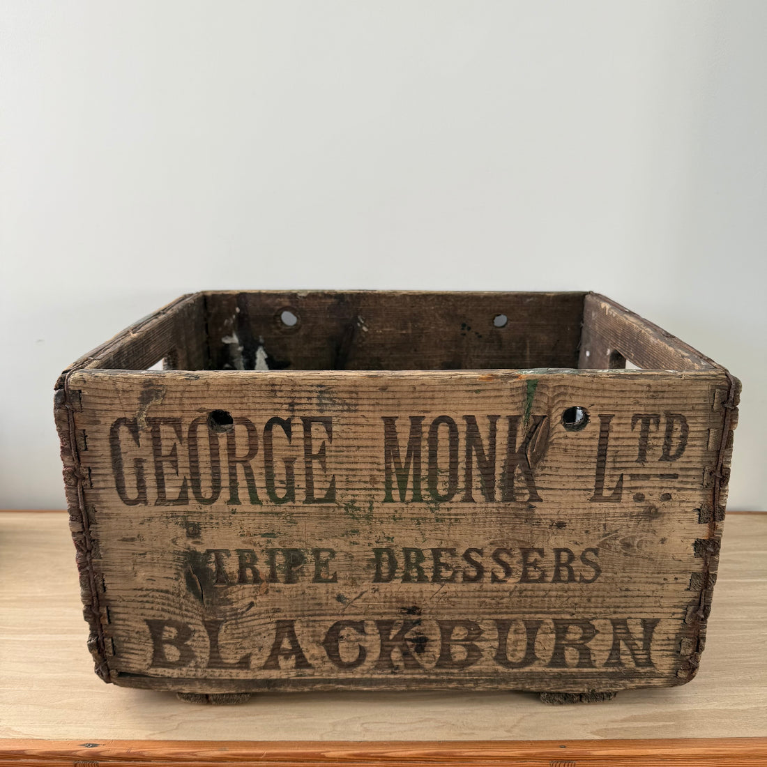 George Monk Ltd Wooden Trade Crate Tripe Dressing Blackburn c1920