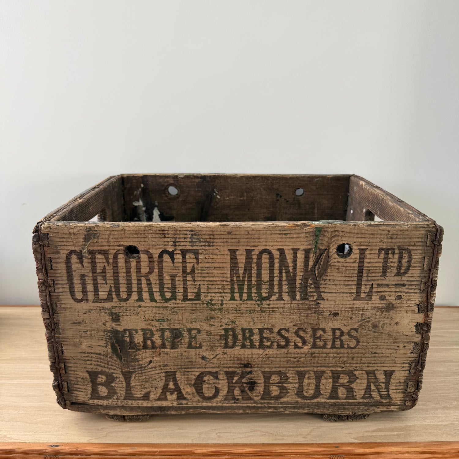 George Monk Ltd Wooden Trade Crate Tripe Dressing Blackburn c1920