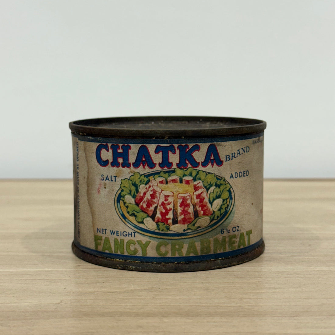 Vintage Chatka Crab Meat Unopened Tin USSR Soviet Export Fancy Crab Display