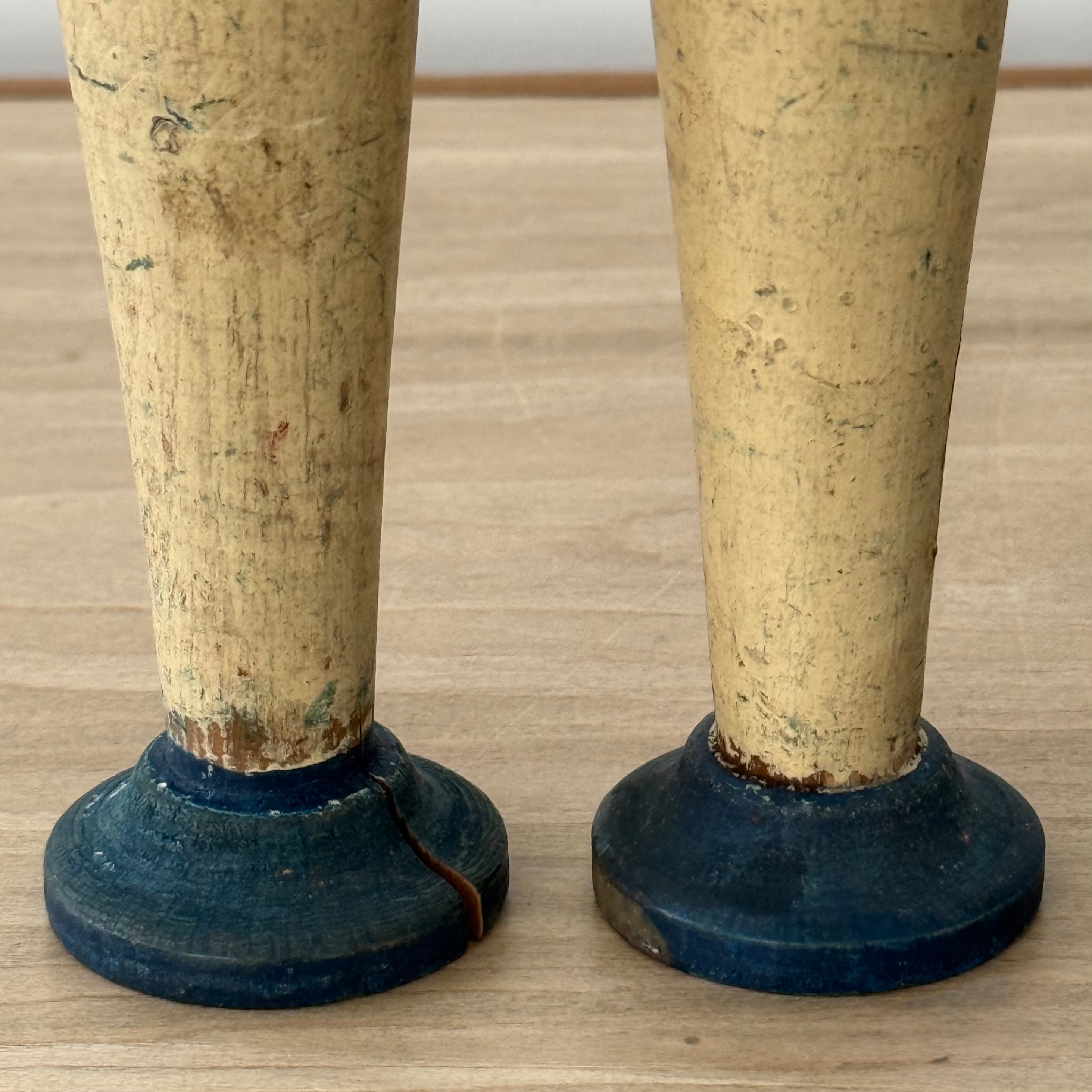 Vintage Wooden Skittles Pins 5 Guardsman Figures 24cm Folk Toy