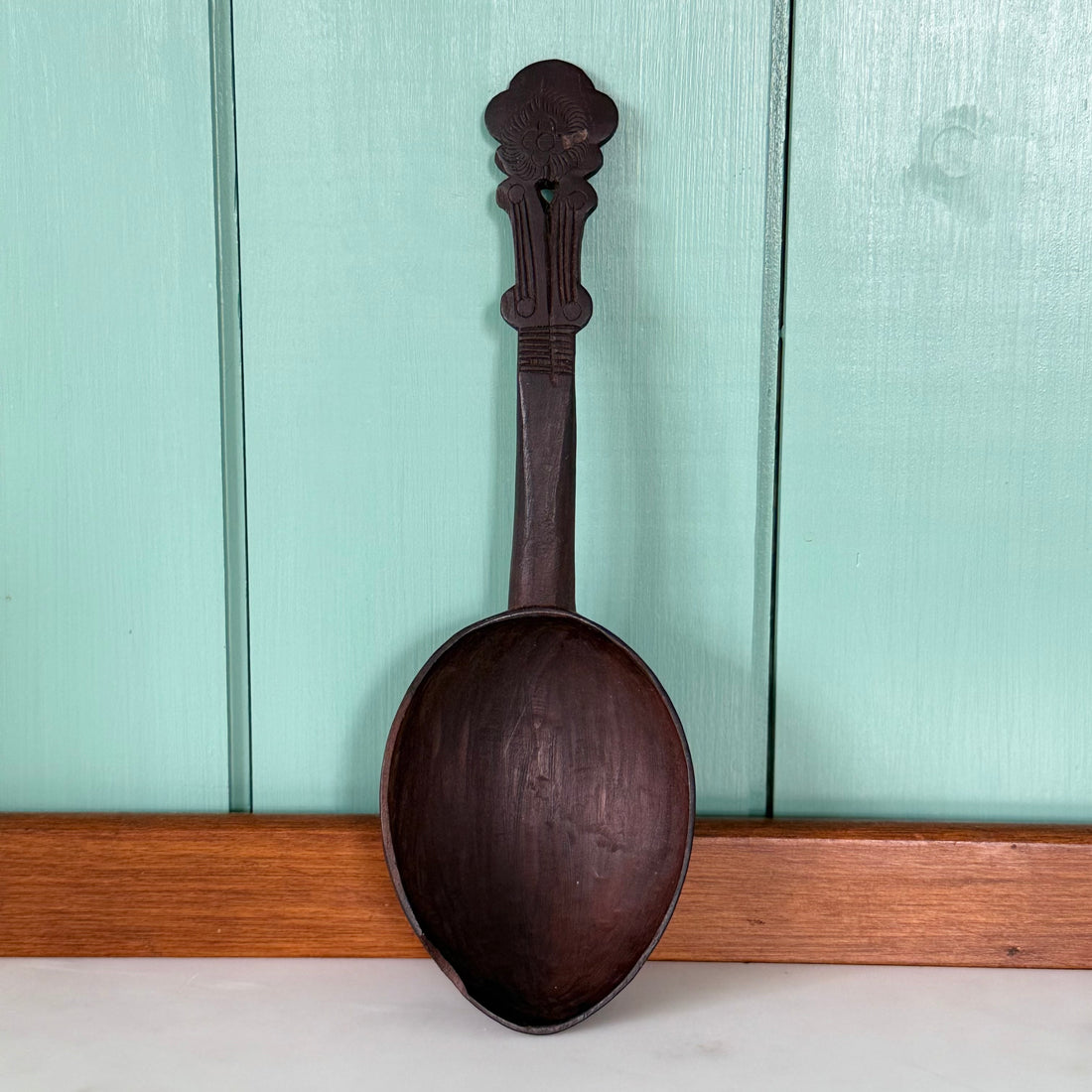 Antique Carved Treen Wooden Spoon Folk Art Love Spoon