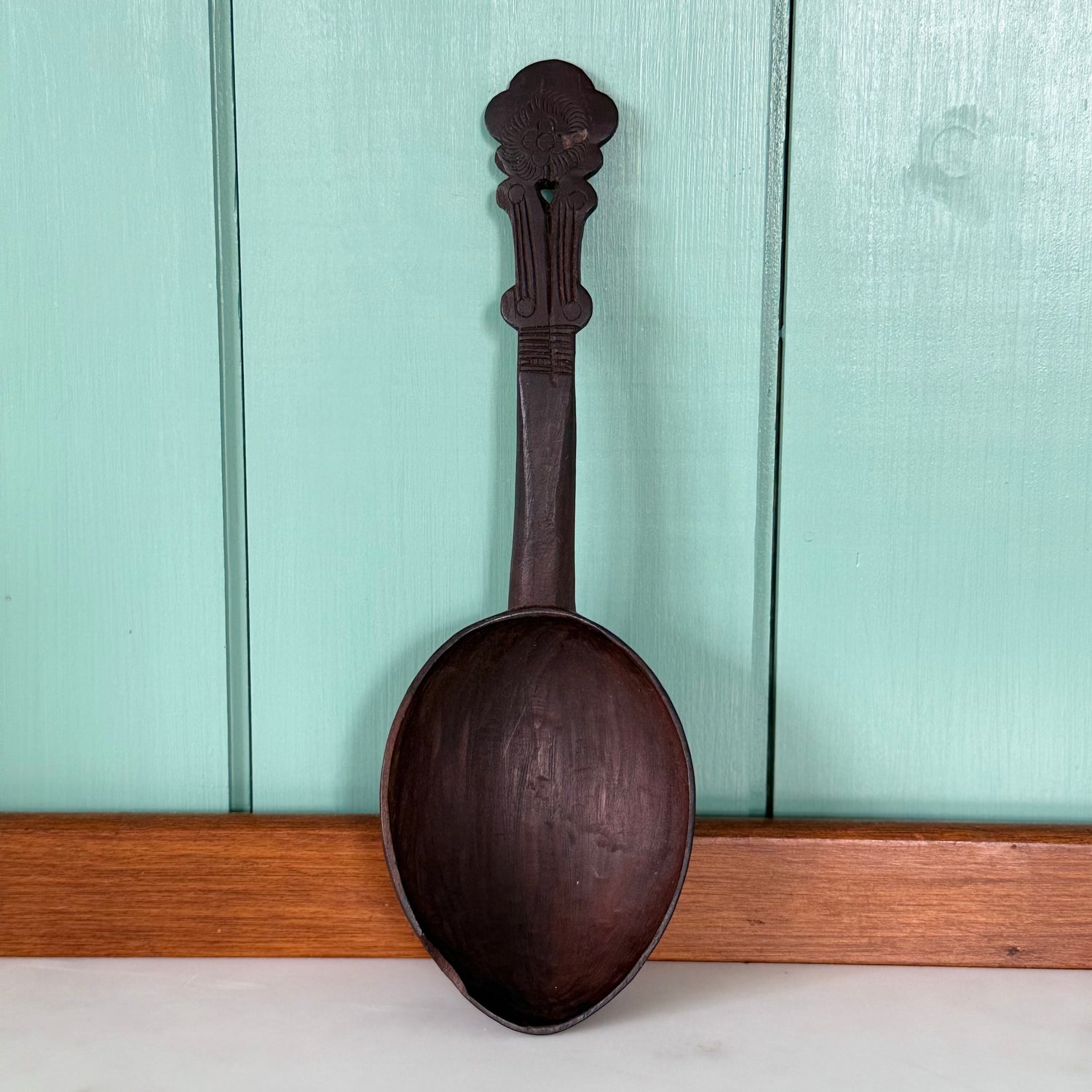 Antique Carved Treen Wooden Spoon Folk Art Love Spoon