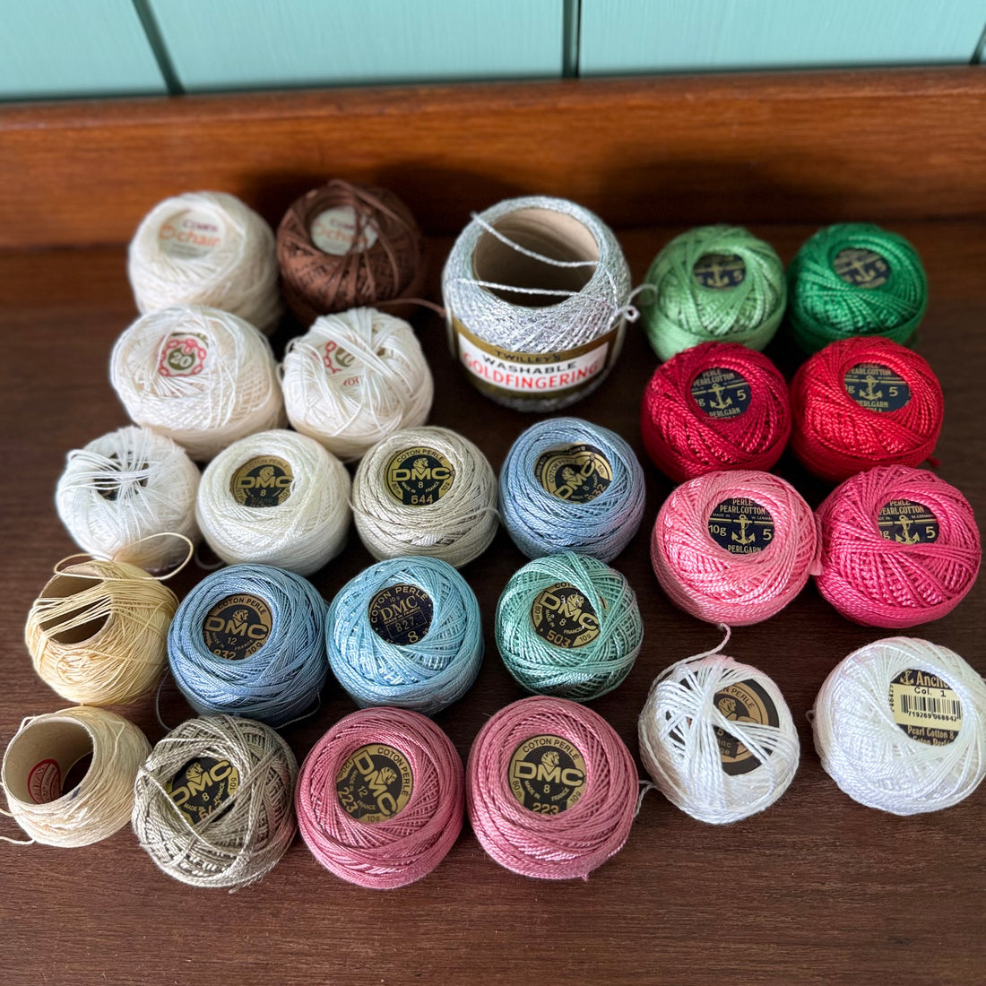 Vintage Crochet Cotton Thread Bundle Mixed Colours DMC Coats Anchor