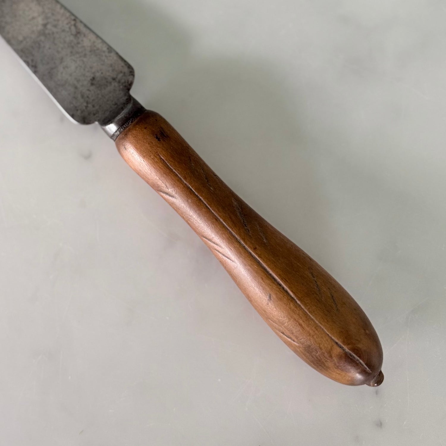 Antique Bread Knife Carved Treen Handle Butler Sheffield