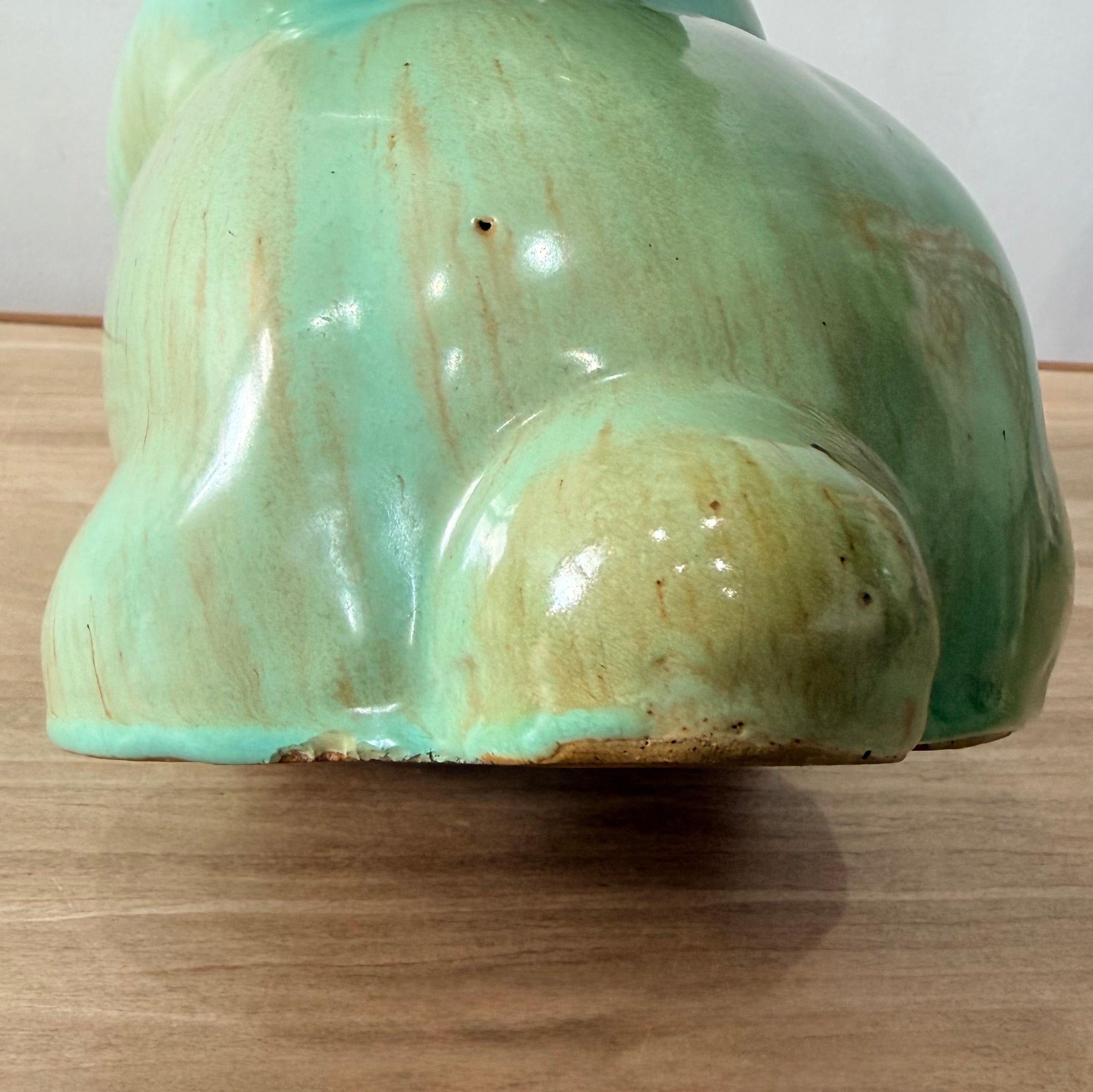 Extra Large Vintage Green Pottery Rabbit Denby SylvaC Style Mid Century