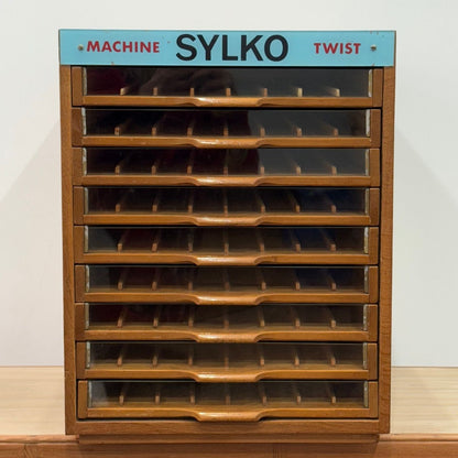 Sylko Machine Twist Oak Haberdashery Cabinet with Glass Drawers