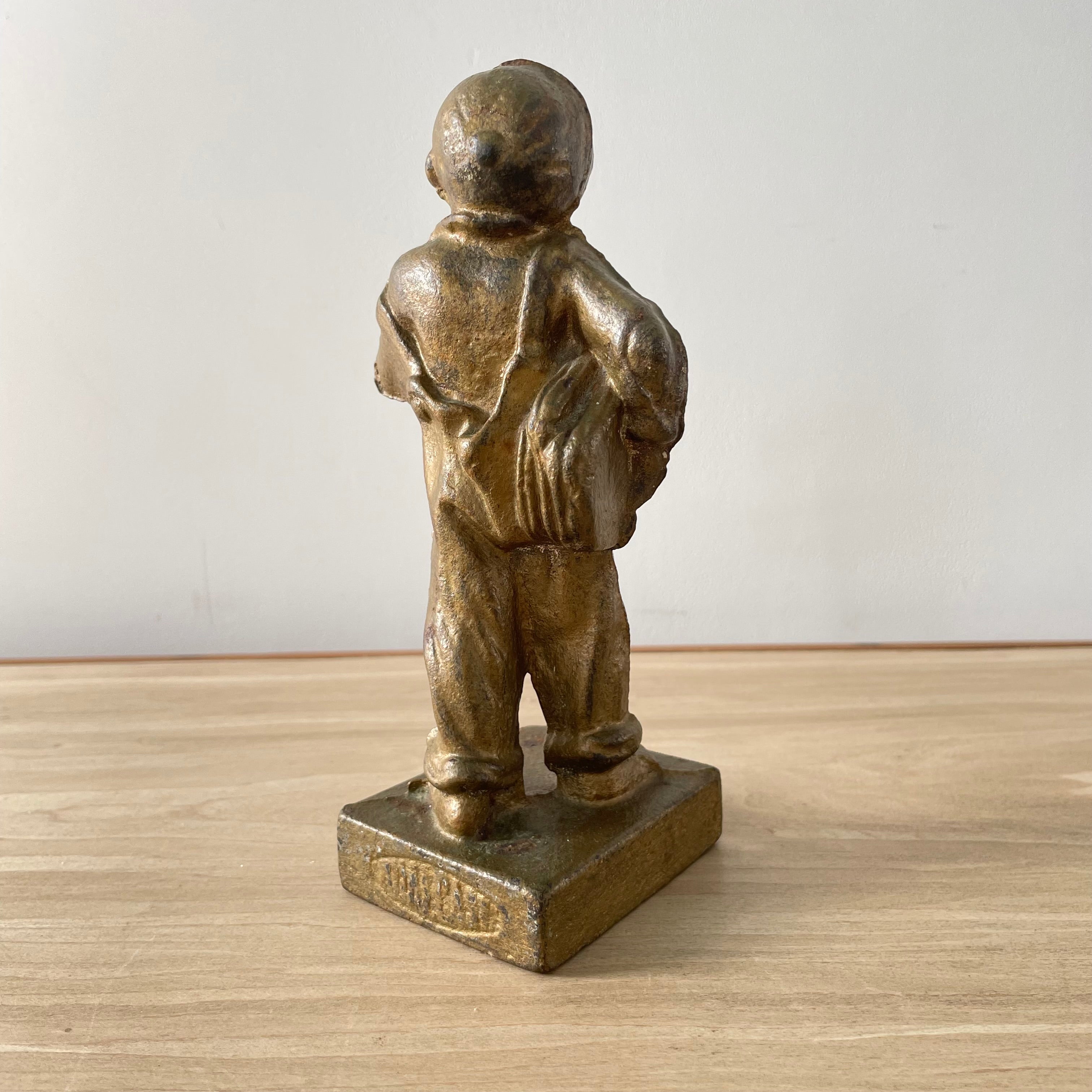Antique “Speshul” Gilt Spelter Figure – Boy with Accordion, Early 20th Century