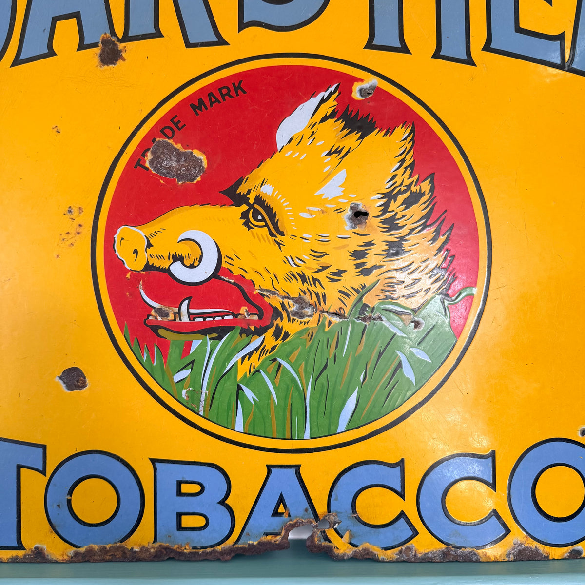 Large Original Boar’s Head Tobacco Enamel Advertising Sign – Burton Palmers Green
