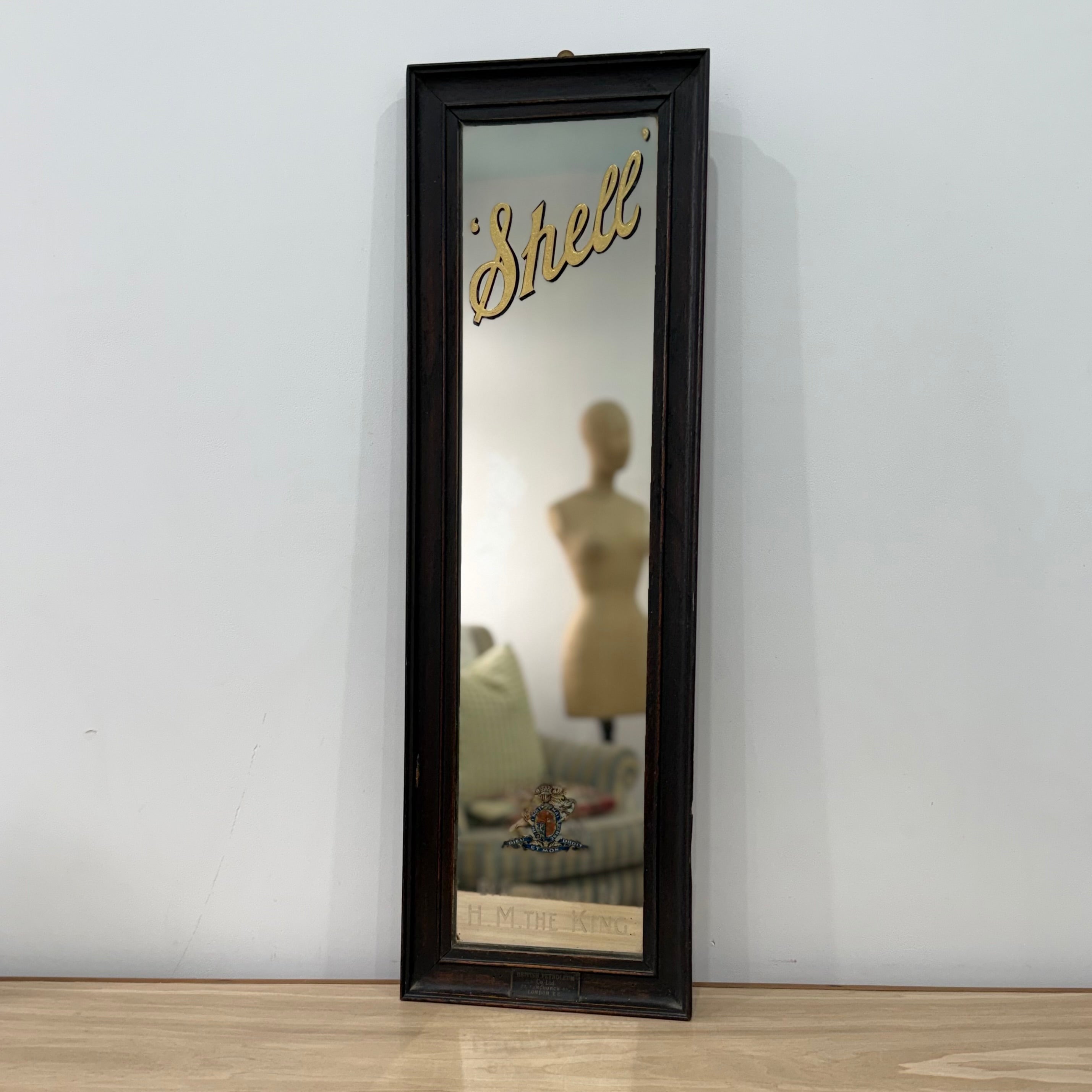 Vintage Shell Petrol Advertising Mirror Royal Warrant British Petroleum BP 1930s