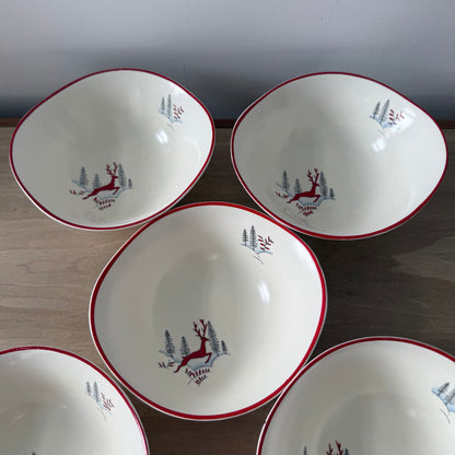 5 Crown Devon Stockholm Leaping Deer Dessert Bowls 1950s