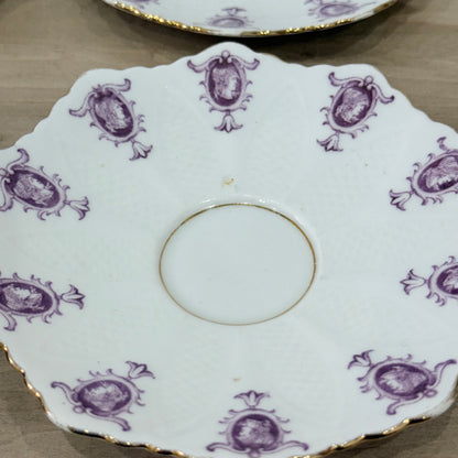 Pre-War Paragon China Purple Cameo Tea Set Cups Saucers Milk Sugar Plate