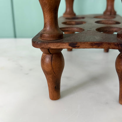 Antique Victorian Edwardian Wooden Two Tier Egg Stand Rack