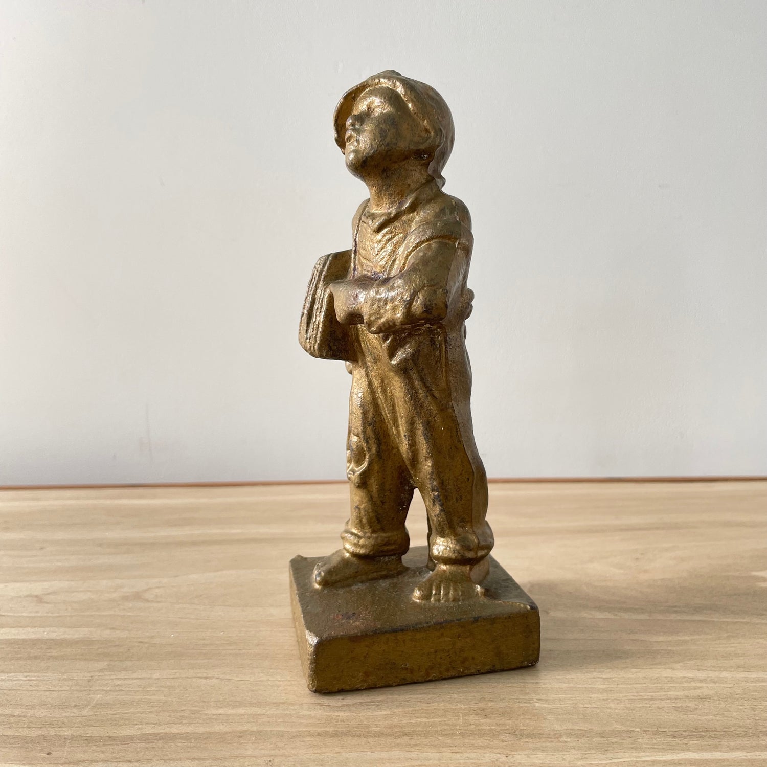 Antique “Speshul” Gilt Spelter Figure – Boy with Accordion, Early 20th Century